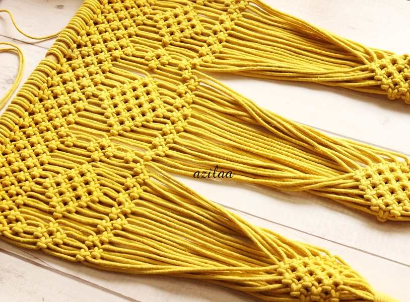 Yellow ECO friendly boho cotton macrame handmade plant hanger 1pc