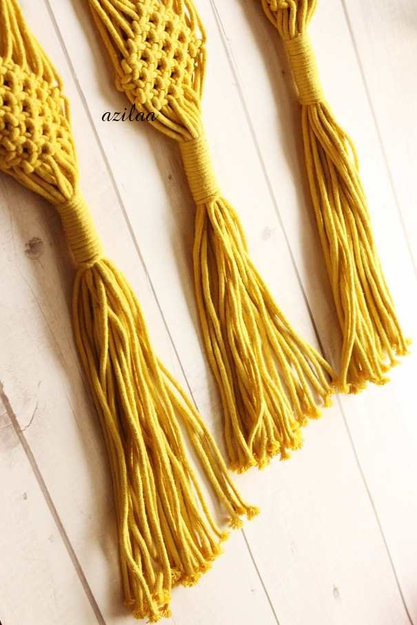 Yellow ECO friendly boho cotton macrame handmade plant hanger 1pc